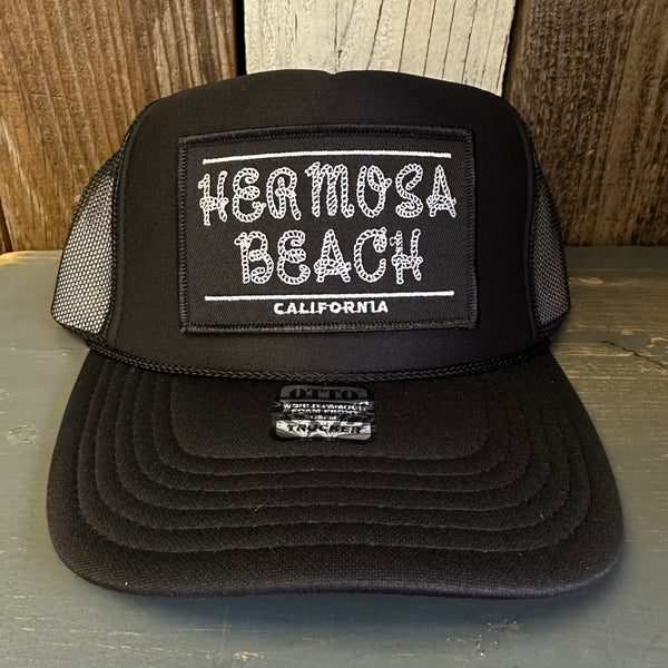 Hermosa Beach ROPER High Crown Trucker Hat - Black (Curved Brim)