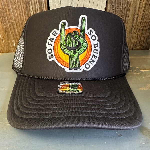 SO FAR :: SO BUENO High Crown Trucker Hat - Black (Curved Brim)