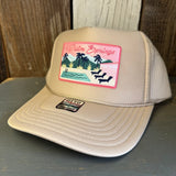 PALM SPRINGS, CALIFORNIA High Crown Trucker Hat (Khaki)