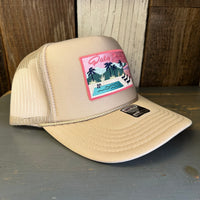 PALM SPRINGS, CALIFORNIA High Crown Trucker Hat (Khaki)