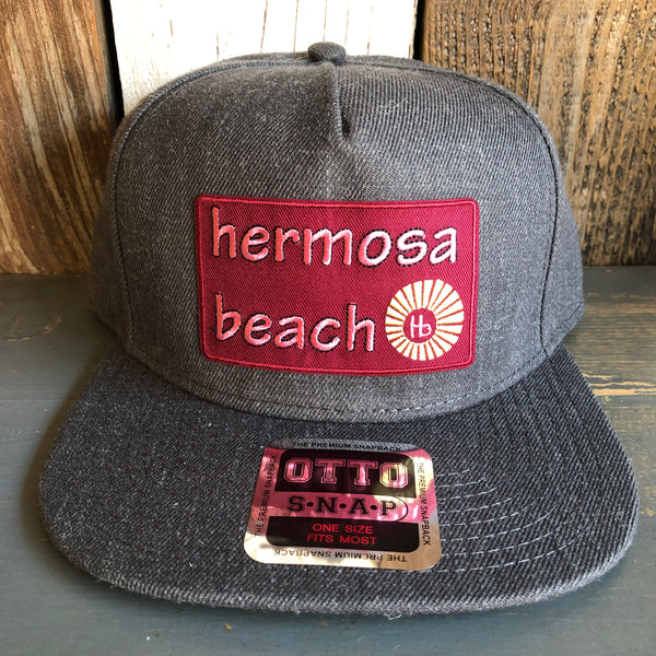 Hermosa Beach WELCOME SIGN 5-Panel Mid Profile Snapback Hat - Heather Black