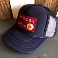Hermosa Beach WELCOME SIGN High Crown Trucker Hat - Navy
