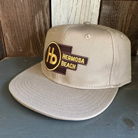 Hermosa Beach THE NEW STYLE :: "FLEX" 6 Panel Mid Profile Flat Visor Baseball Cap - Khaki