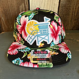 Hermosa Beach LIFEGUARD TOWER Hawaiian Pattern 6 Panel Mid Profile Snapback Hat - A ‘o ia (Flat Brim)