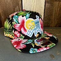 Hermosa Beach LIFEGUARD TOWER Hawaiian Pattern 6 Panel Mid Profile Snapback Hat - A ‘o ia (Flat Brim)