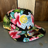 Hermosa Beach LIFEGUARD TOWER Hawaiian Pattern 6 Panel Mid Profile Snapback Hat - A ‘o ia (Flat Brim)