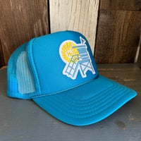 Hermosa Beach LIFEGUARD TOWER Trucker Hat - Turquoise Blue