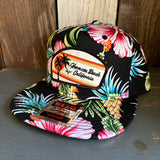 Hermosa Beach RETRO SUNSET Hawaiian Pattern 6 Panel Mid Profile Snapback Hat - A ‘o ia (Flat Brim)