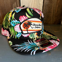 Hermosa Beach RETRO SUNSET Hawaiian Pattern 6 Panel Mid Profile Snapback Hat - A ‘o ia (Flat Brim)