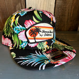 Hermosa Beach RETRO SUNSET Hawaiian Pattern 6 Panel Mid Profile Snapback Hat - A ‘o ia (Flat Brim)