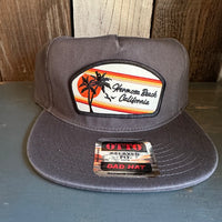 Hermosa Beach RETRO SUNSET Premium 5-Panel Low Profile Style Dad Hat - Charcoal Grey