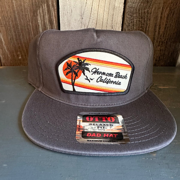 Hermosa Beach RETRO SUNSET Premium 5-Panel Low Profile Style Dad Hat - Charcoal Grey