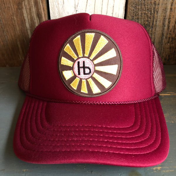 Hermosa Beach SUNBEAMS High Crown Trucker Hat - Burgundy Maroon