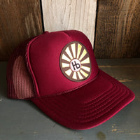 Hermosa Beach SUNBEAMS High Crown Trucker Hat - Burgundy Maroon