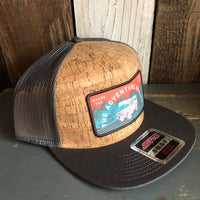 WHERE THE ROAD ENDS, THE ADVENTURE BEGINS Premium Cork Trucker Hat (Grey)