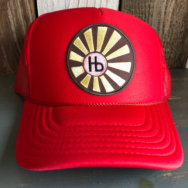 Hermosa Beach SUNBEAMS High Crown Trucker Hat - Red