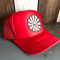Hermosa Beach SUNBEAMS High Crown Trucker Hat - Red