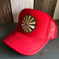 Hermosa Beach SUNBEAMS High Crown Trucker Hat - Red