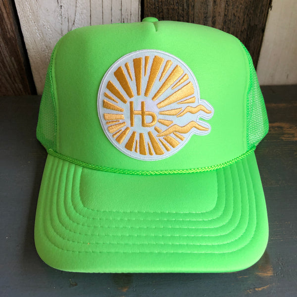 Hermosa Beach CLASSIC LOGO Trucker Hat - Neon Green