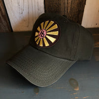 Hermosa Beach SUNBEAMS - 5 Panel Low Profile Style Dad Hat with Velcro Closure - Olive Green/Black