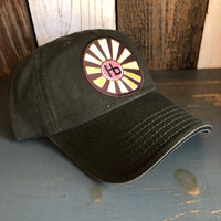 Hermosa Beach SUNBEAMS - 5 Panel Low Profile Style Dad Hat with Velcro Closure - Olive Green/Black