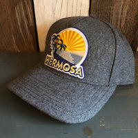Hermosa Beach FIESTA 5 Panel Low Profile Melton Wool Blend Baseball Cap with Velcro Closure - Heather Grey