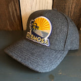 Hermosa Beach FIESTA 5 Panel Low Profile Melton Wool Blend Baseball Cap with Velcro Closure - Heather Grey