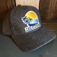 Hermosa Beach FIESTA 5 Panel Low Profile Melton Wool Blend Baseball Cap with Velcro Closure - Heather Grey