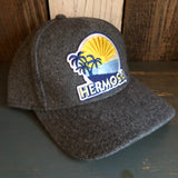 Hermosa Beach FIESTA 5 Panel Low Profile Melton Wool Blend Baseball Cap with Velcro Closure - Heather Grey