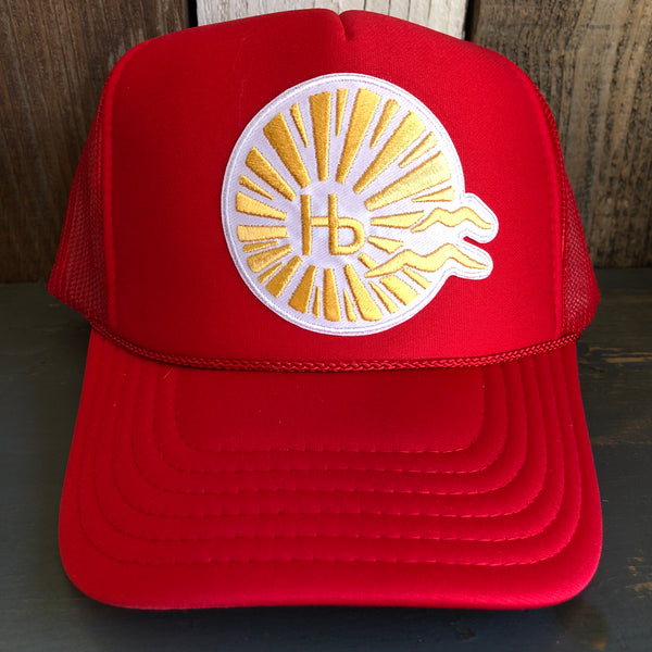 Hermosa Beach CLASSIC LOGO High Crown Trucker Hat - Red