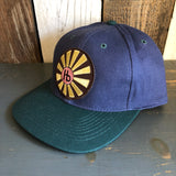 Hermosa Beach SUNBEAMS - 6 Panel Low Profile Baseball Cap with Adjustable Strap with Press Buckle - Navy/Dark Green