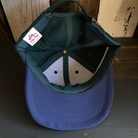 Hermosa Beach WELCOME SIGN - 6 Panel Low Profile Baseball Cap with Adjustable Strap with Press Buckle - Dark Green/Navy