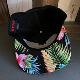 Hermosa Beach THE NEW STYLE Black Panel/Hawaiian Pattern Visor - 6 Panel Mid Profile Snapback Hat - A ‘o ia
