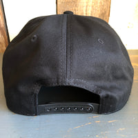 Hermosa Beach WELCOME SIGN Black Panel/Hawaiian Pattern Visor - 6 Panel Mid Profile Snapback Hat - Makai