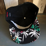 Hermosa Beach HERMOSA AVE Black Panel/Hawaiian Pattern Visor - 6 Panel Mid Profile Snapback Hat - Makai
