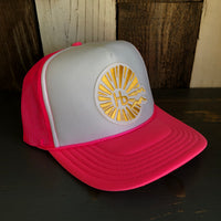 Hermosa Beach CLASSIC LOGO Trucker Hat - White/Neon Pink