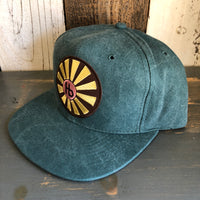 Hermosa Beach SUNBEAMS 6 Panel Mid Profile Baseball Cap - Dark Green