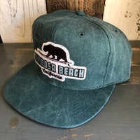 Hermosa Beach SURFING GRIZZLY BEAR 6 Panel Mid Profile Baseball Cap - Dark Green