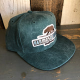 Hermosa Beach SURFING GRIZZLY BEAR 6 Panel Mid Profile Baseball Cap - Dark Green