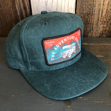 WHERE THE ROAD ENDS :: THE ADVENTURE BEGINS - 6 Panel Mid Profile Baseball Cap - Dark Green