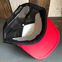 Hermosa Beach LIFEGUARD TOWER Trucker Hat - Red/White/Black