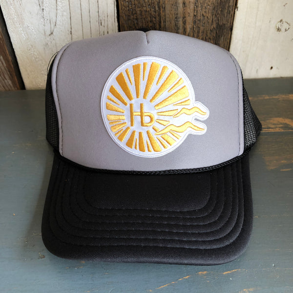 Hermosa Beach CLASSIC LOGO Trucker Hat - Black/Grey/Black
