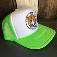 Hermosa Beach SOUTH BAY SURF (Multi Colored Patch) Trucker Hat - Neon Green/White/Neon Green