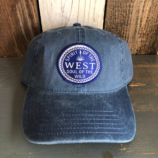 SPIRIT OF THE WEST - SOUL OF THE WILD - 6 Panel Low Profile Style Dad Hat with Velcro Closure - Faded Navy