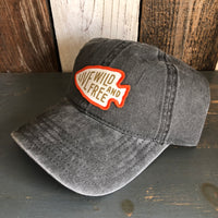 LIVE WILD AND FREE - 6 Panel Low Profile Style Dad Hat with Velcro Closure - Charcoal Grey