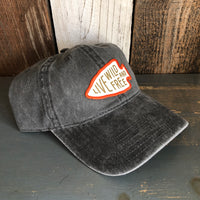 LIVE WILD AND FREE - 6 Panel Low Profile Style Dad Hat with Velcro Closure - Charcoal Grey