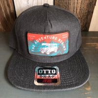 WHERE THE ROAD ENDS - THE ADVENTURE BEGINS 5-Panel Mid Profile Snapback Hat - Heather Black