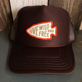 LIVE WILD AND FREE High Crown Trucker Hat - Brown