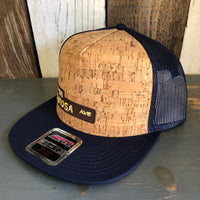Hermosa Beach HERMOSA AVE Premium Cork Trucker Hat (Navy Blue)