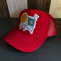 Hermosa Beach LIFEGUARD TOWER High Crown Trucker Hat - Red